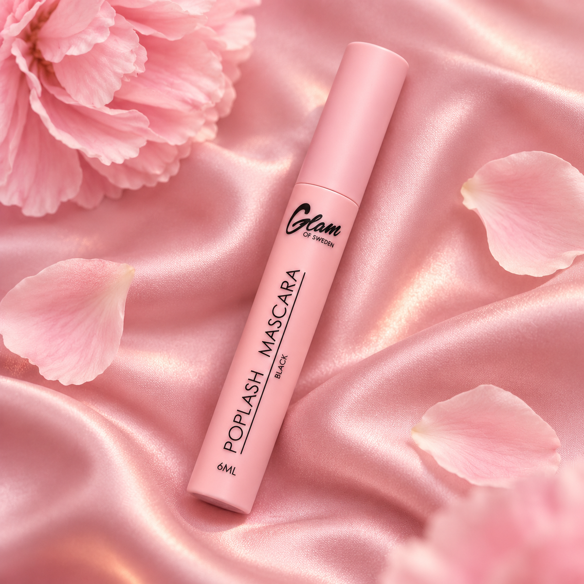 Mascara Poplash Noir fermé sur satin rose