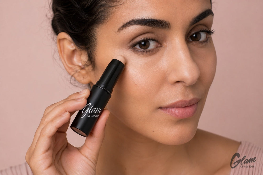 Application du Correcteur Stick Glam of Sweden sous l'œil pour atténuer les cernes — Glam of Sweden Maroc