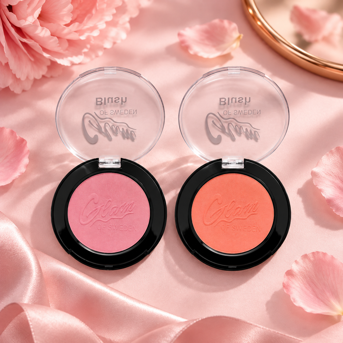Blush Poudre Raspberry et Peach — mise en scène rose illustrative