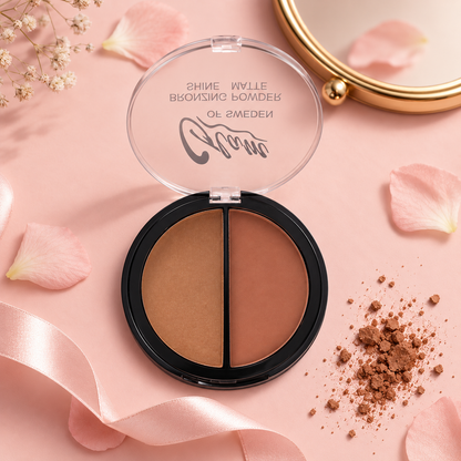 Glam of Sweden Bronzer Poudre H01487 — ambiance — duo Shine et Matte, visuel illustratif