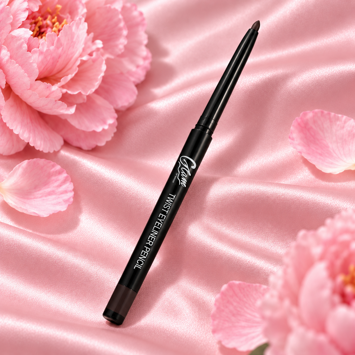 Eyeliner Twist Marron sur satin rose