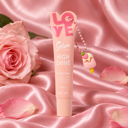 Lipgloss Love Peach — tube 15 ml et charm