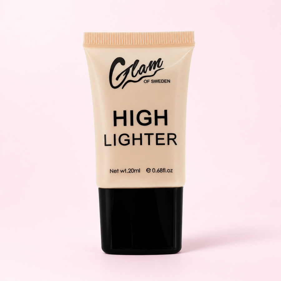 Highlighter Crème — Champagne sur fond rose clair