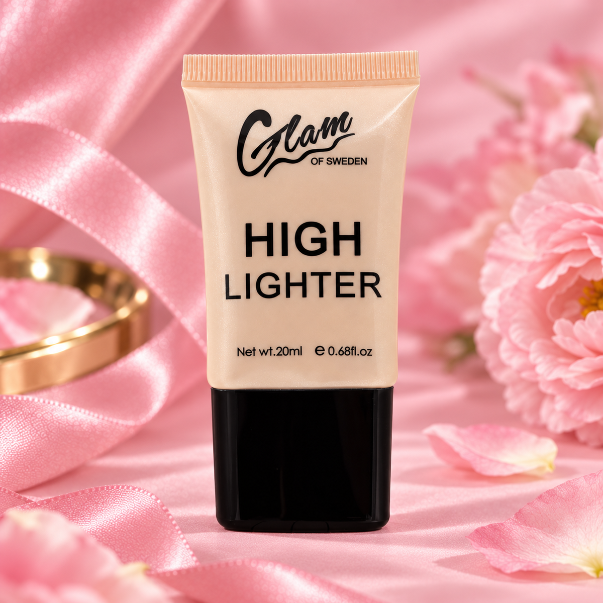 Highlighter Crème Champagne 80006 — tube sur fond rose, visuel illustratif