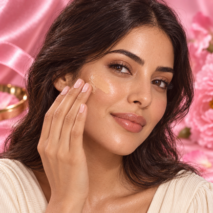 Application illustrative du voile de teint Soft Glow sur une femme marocaine adulte